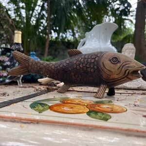 Vintage Mid Century Bronze Fish Sculpture